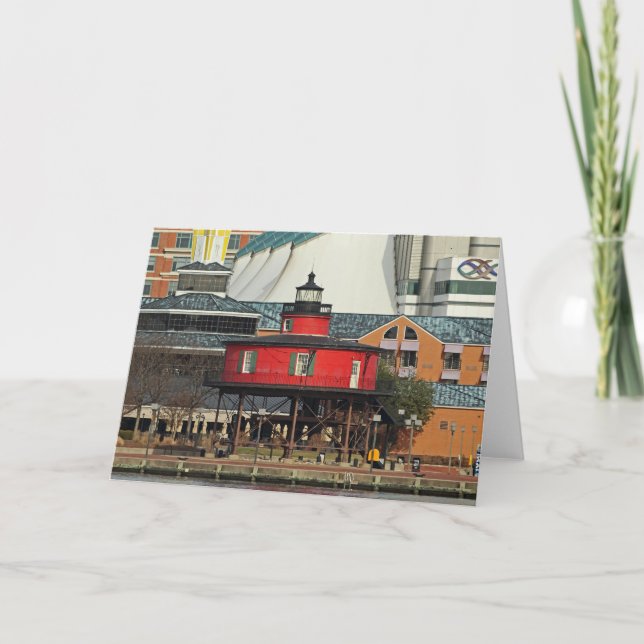 Cartão Baltimore Inner Harbor Lighthouse de Sete Pés (Frente)