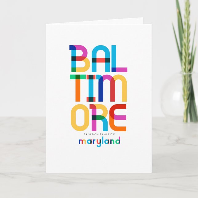 Cartão Baltimore Maryland Meio século Art, (Frente)