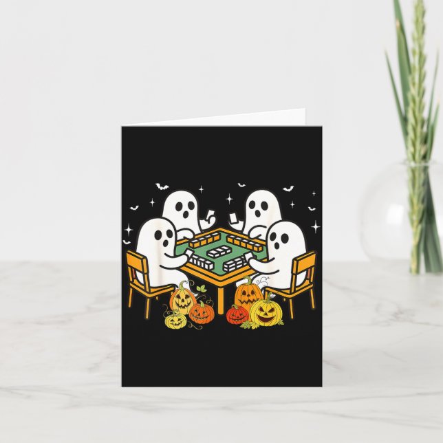 Cartão Bam Boo Halloween Ghost Mahjong Funny Costume Game (Frente)