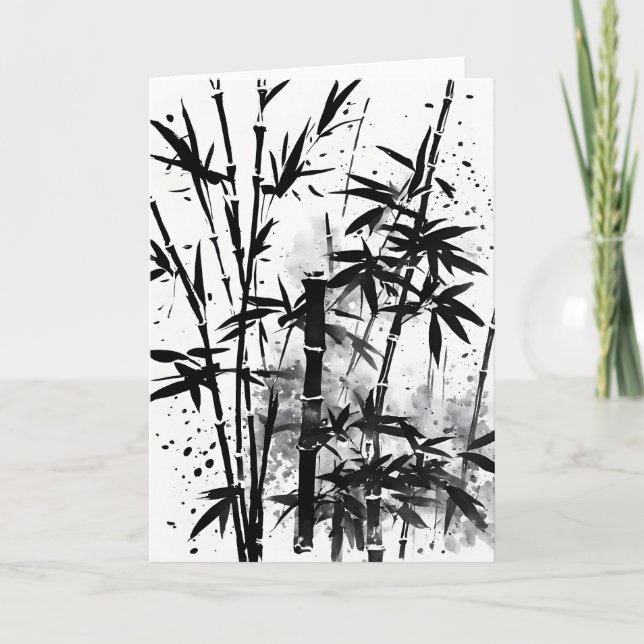 Cartão Bamboo - Watercolor flowers (Frente)