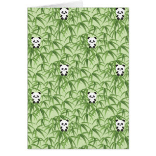 Cartão Bambu com pandas