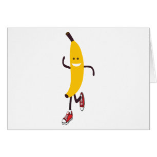 Cartão Banana Correndo Cartoon Engraçado