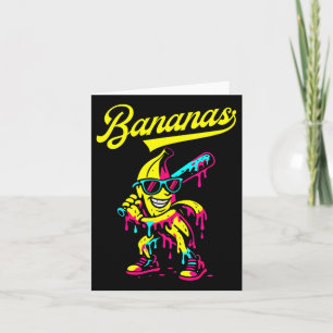 Cartão Banana Retro Retrô Fruta Popular de Beisebol Bana