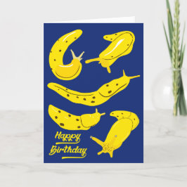 Cartão Banana Slugs Amarelo e Azul Real Aniversário