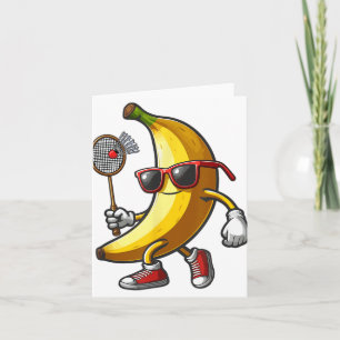 Cartão Banana Sungles Jogando Badminton Esporte de Fruta