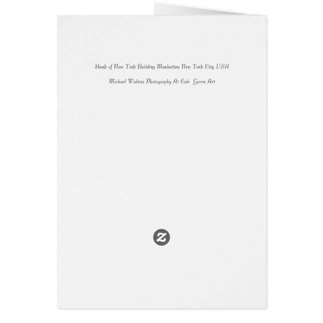 Cartão Banco do prédio de Nova York Manhattan Nova York (Verso)