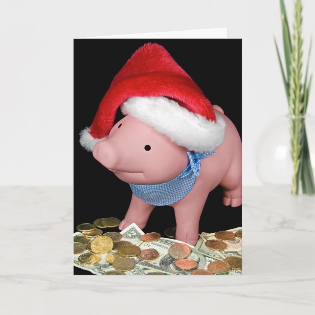 Cartão Banco Piggy de Natal Em Dinheiro (Frente)