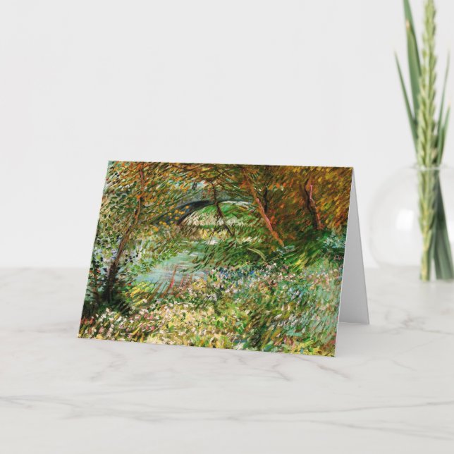 Cartão Bancos de Sena, Pont de Clichy por Vincent van Gog (Frente)