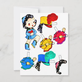 Cartão Banda escolar Boneca de papel de cópia