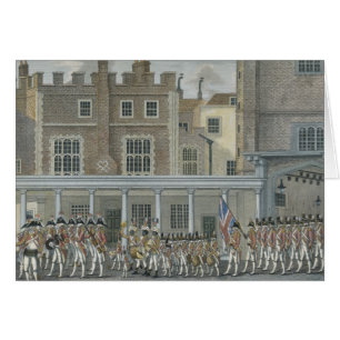 Cartão Banda militar no palácio de St James, tarde 18o