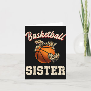 Cartão Bandana de Irmã de Basquete Coração de Leopardo Fã