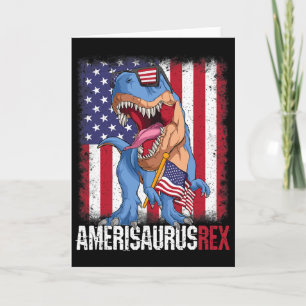 Cartão Bandeira Americana 4 De Julho Usa Dino Amerisaurus