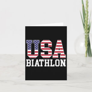 Cartão Bandeira Americana Biathlonista - American Usa Bia