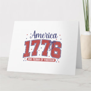 Cartão Bandeira Americana de 4 de Julho Vintage 250 Anos