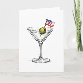Cartão Bandeira Americana de Aniversário em um Coquetel M
