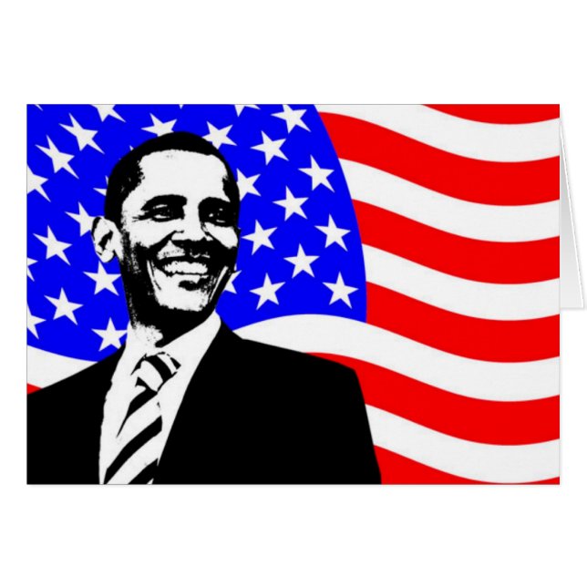Cartão Bandeira americana de Barack Obama (Frente Horizontal)
