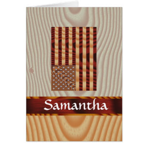 Cartão Bandeira americana de madeira azul