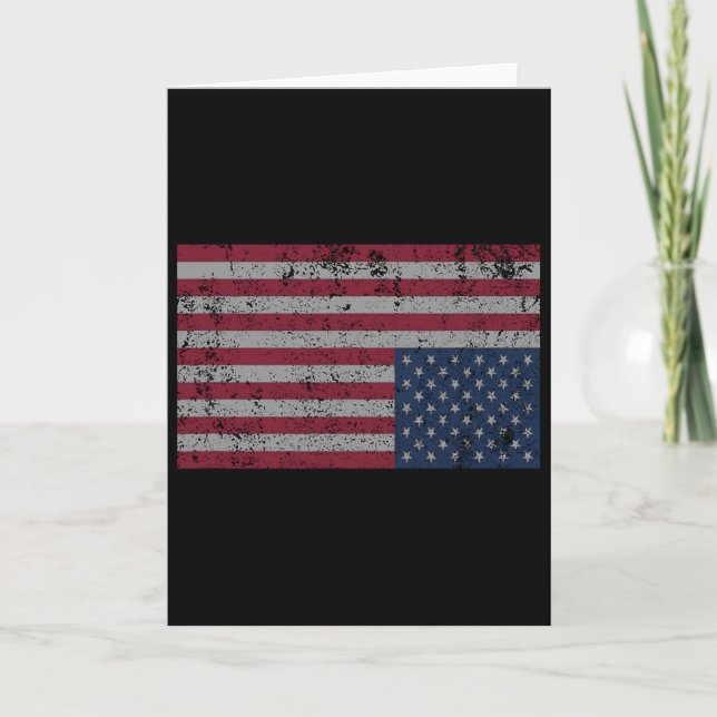 Cartão Bandeira Americana Distressada de Cabeça para Baix (Frente)