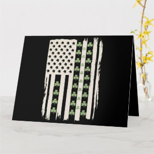 Cartão Bandeira Americana dos EUA Com Trevos para St Patr