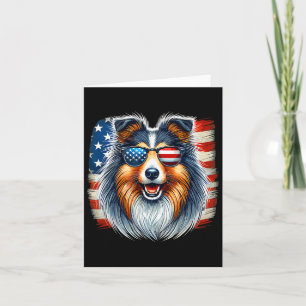 Cartão Bandeira Americana Dos EUA Shetland Sheepdog Shelt
