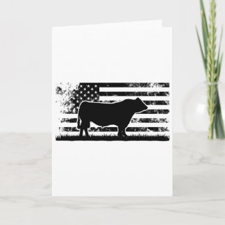 Cartão Bandeira Americana dos EUA - Vaca América Black An