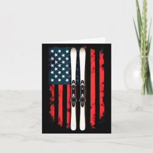 Cartão bandeira americana esqui alpino esquiador bandeira