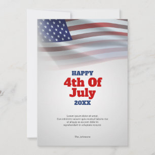 Cartão Bandeira Americana   Feliz 4 de Julho Saudação