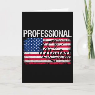 Cartão Bandeira Americana Funny Fishing Retro Profissiona
