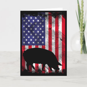 Cartão Bandeira Americana G Animal de Fazenda Vintage Pat