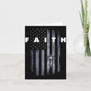 Cartão Bandeira Americana Grunge e Cruz Fé Cristã
