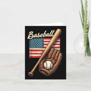 Cartão Bandeira Americana Jogador de Beisebol Bat Fan Cat