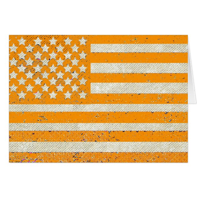 Cartão Bandeira americana laranja grunge (Frente Horizontal)