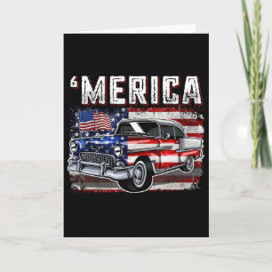 Cartão Bandeira Americana Merica Carro Antigo 4 De Julho