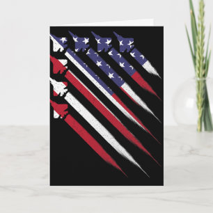 Cartão Bandeira Americana Patriótica 4 De Julho Jato EUA