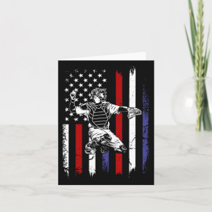 Cartão Bandeira Americana Patriótica de Beisebol Apanhado
