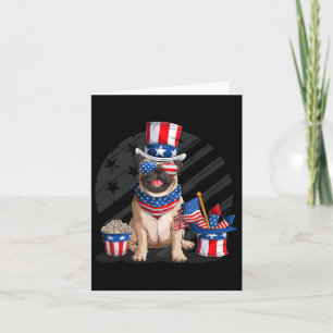 Cartão Bandeira Americana Pug 4 de julho Dia da Independê