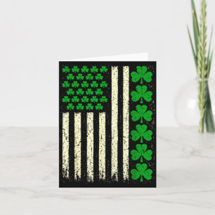 Cartão bandeira americana trevos irlandeses homens dia de