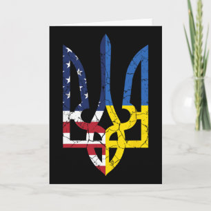 Cartão Bandeira Americana Ucraniana Símbolo de Amor Apoie