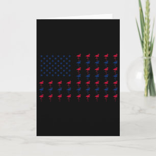 Cartão Bandeira Americana Usa Flamingo Amante 4 De Julho