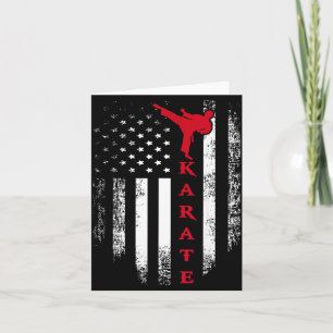 Cartão Bandeira Americana Vermelha e Branca de Karatê Vin