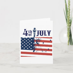 Cartão Bandeira Americana Vintage Lady Liberty 4 De Julho
