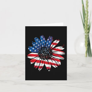 Cartão Bandeira Americana Vintage Sunflower Happy 4th