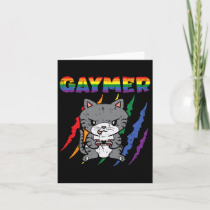 Cartão Bandeira Arco-íris Lgbtq Gamer Jogo De Vídeo Gato 