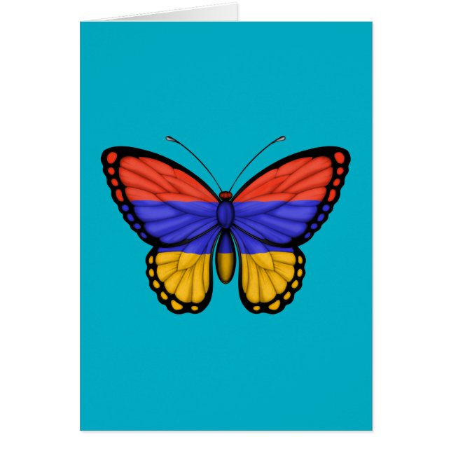 Cartão Bandeira arménia da borboleta (Frente)