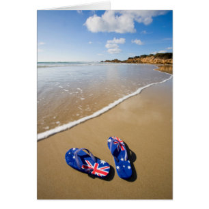 Cartão Bandeira Australiana Na Praia Gales do Sul