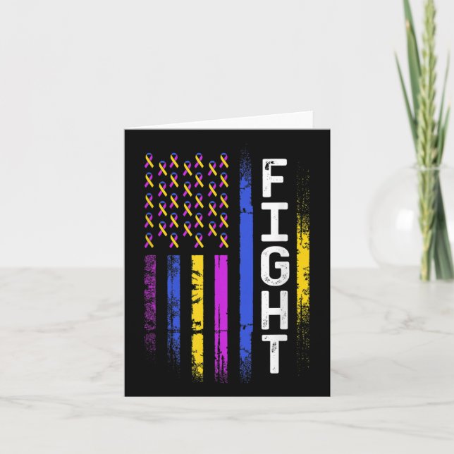 Cartão Bandeira Cancer Púrpura Amarela Azul Fita Awar (Frente)