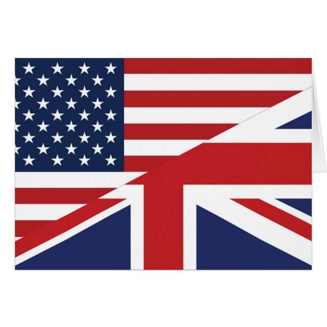Cartão Bandeira Combinada Americana - Britânica (Frente Horizontal)