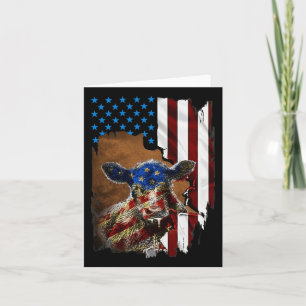 Cartão Bandeira da América 4 de Julho Face de Vaca de Car
