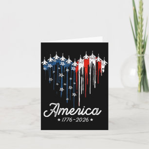 Cartão Bandeira da América Coração 1776 2026 4 de Julho 2