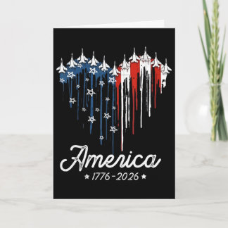 Cartão Bandeira da América EUA Coração 1776 2026 4 de Jul